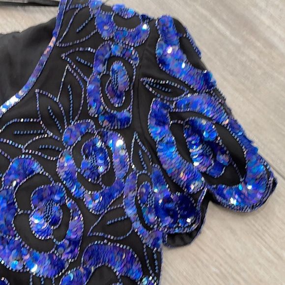 Vintage Blue Beaded Sequin Top - Picture 16 of 17